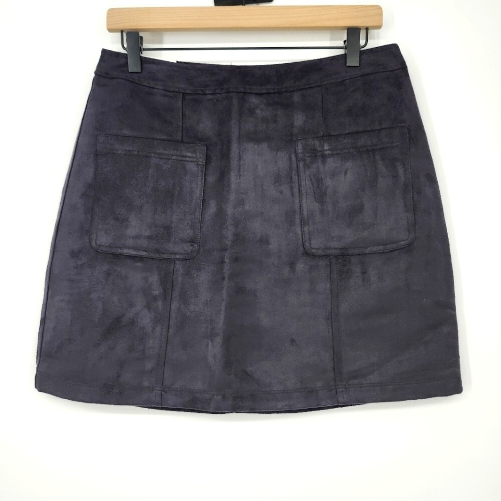 NEW Clean Girl Dark Academia Goth Grunge Mini Skirt Womens 10 Black Faux Suede
